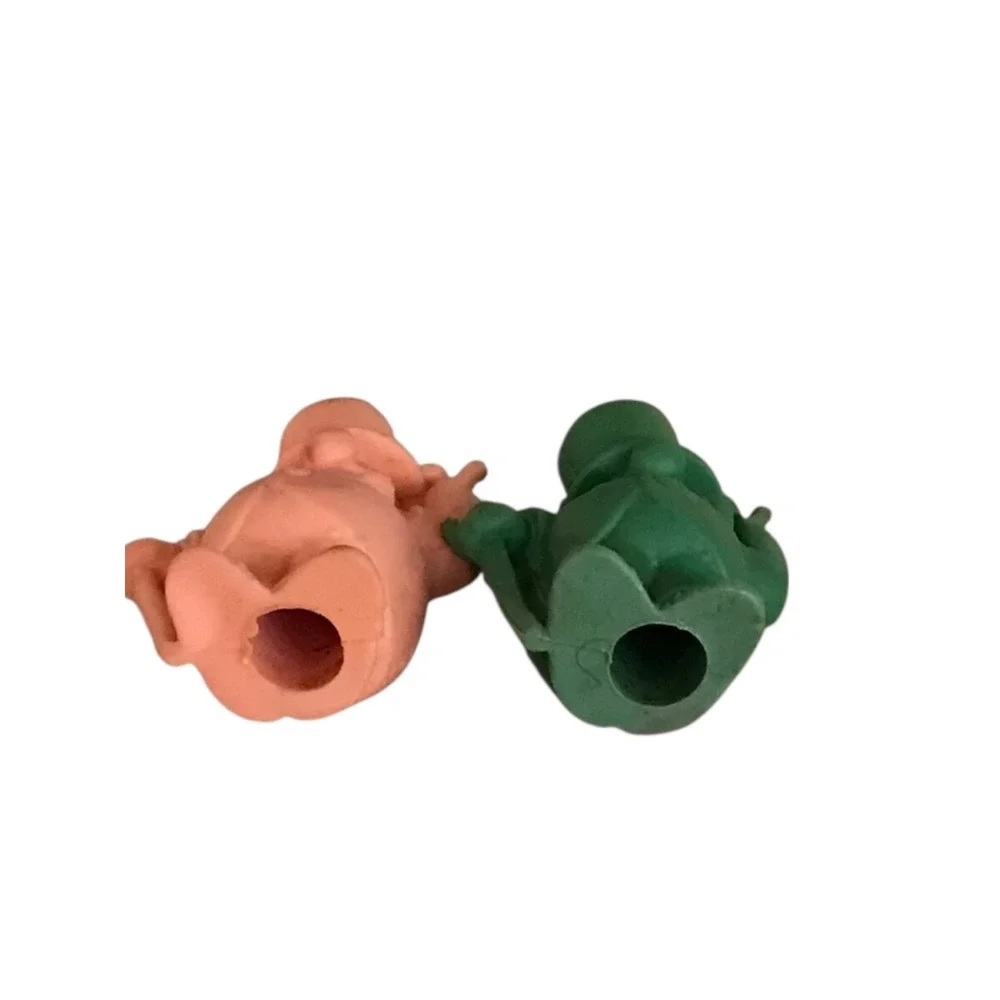 Pair of Vintage Frito Lay Green WC Fields Pencil Topper Erasers‎ 1971 Pink Green